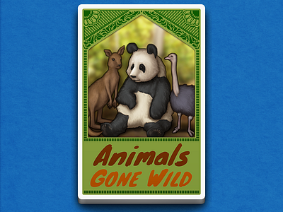 Animals Gone Wild card forest game illustration jungle kangaroo ostrich panda