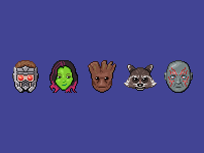 Pixel Guardians of the Galaxy 32 px disney drax gamora groot guardians of the galaxy icon marvel pixel portrait rocket star lord