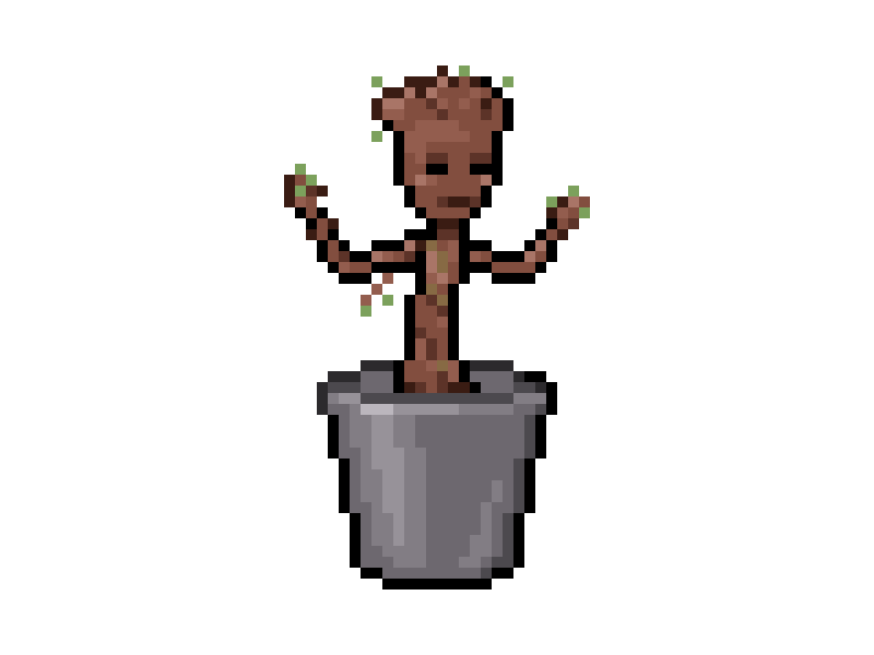 Dancing Baby Groot 48 px animation dancing disney groot guardians of the galaxy icon pixel portrait