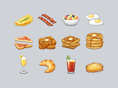 Brunch Emoji bacon breakfast brunch croissant drinks eggs emoji food icon mimosa pancakes toast