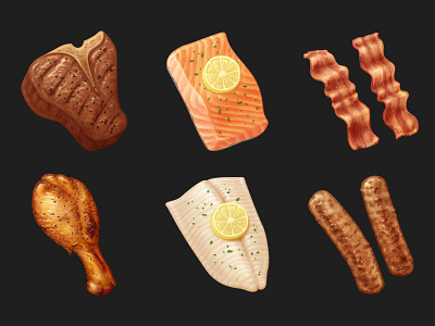 June Meat & Fish bacon chicken cooking fish food icon june meat oven salmon sausage steak