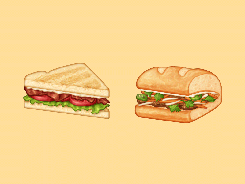 Before & After: Sandwiches bacon banh mi before and after blt bread emoji food icon sandwich