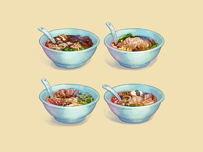 Ramen × 4 bowl boxer ramen food food illustration illustration noodles ramen soup