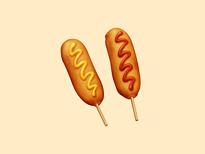 Corn Dogs corn dog food food icon food illustration icon june ketchup mustard oven snack