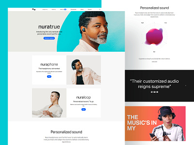 Nuratrue - Wed Design / WebFlow branding clean design earbuds elegant flat introducing modern personalize product responsive sound stylish ui ux web website