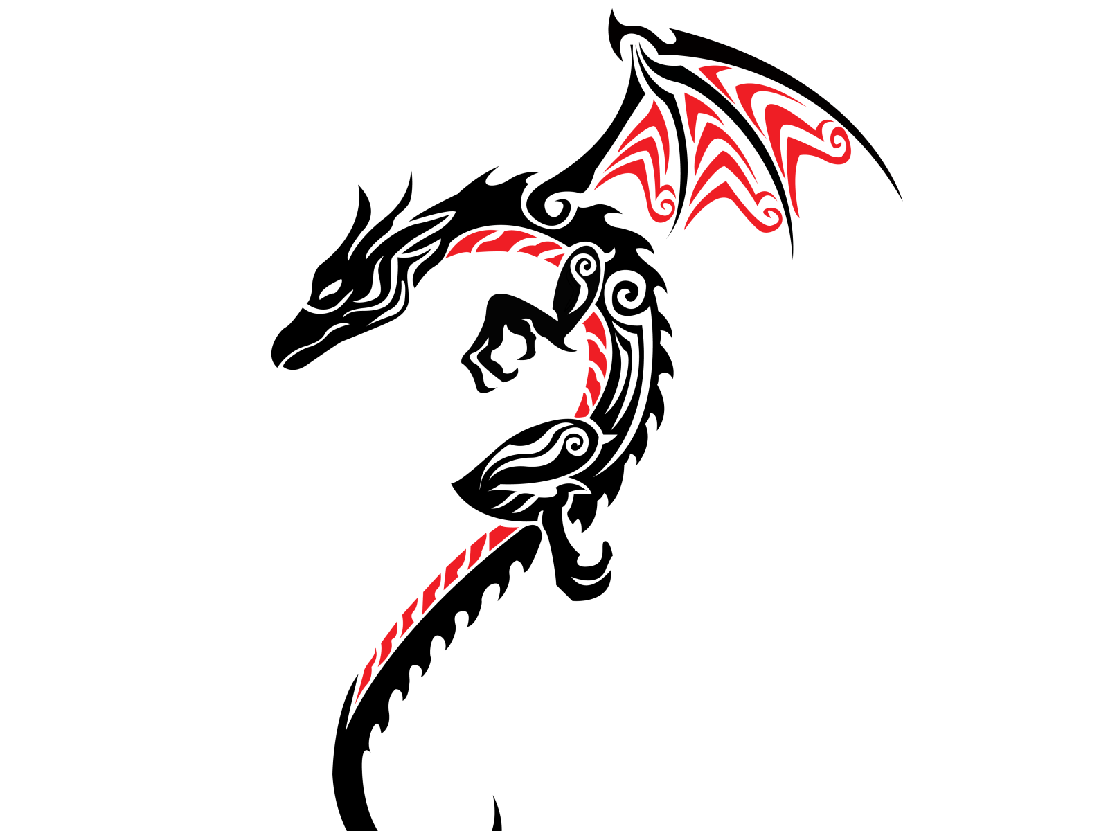 Черно красный дракон тату