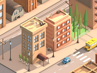 City Rendering - Colour 3d art buidling cinema 4d city isometric rendering