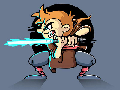 Jedi Boy cartoon character design illustration illustrator lasersaber star wars vectors