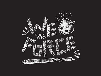 We the Force black coffee design illustration lettering pen stippled studio white