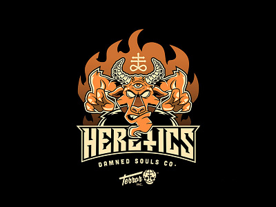 Heretics Co. apparel black cartoon character design devil illustration mascot