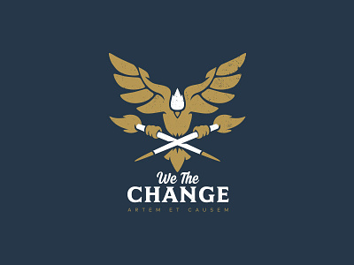 We the Change bird brand change design fire gold icon illustration logo studio type wings