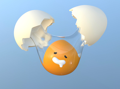 Crack an Egg character cute design illustration isometric lowpoly
