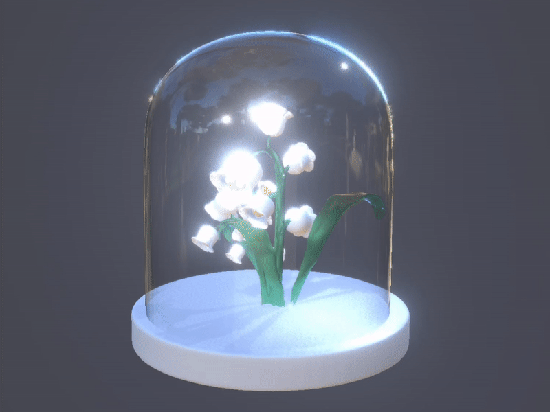 Lily of the valley 3d animation flower illustration isometric lowpoly motion graphics