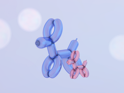 balloon dog 3d cute dog illustration