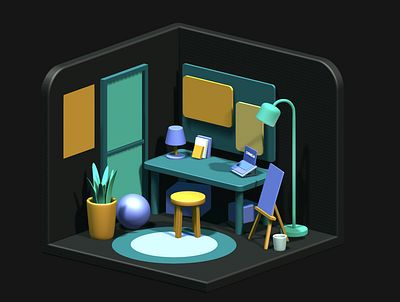 3D Mini Room 3d design learn practice spline