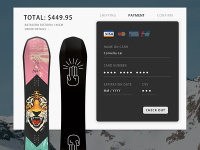 Daily UI #002 app checkout page clean design illustration layout simple snowboard ui ux website