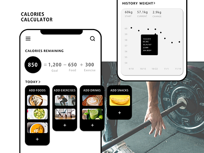 004 Daily UI app black and white calories dailyui design fitness minimalist sketch ui