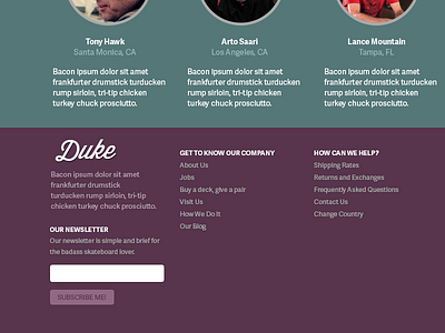 Duke Footer footer form layout