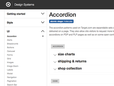 Design Systems accordion section