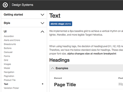 Design Systems - Text Page designsystems pattern patternlibrary styleguide target ui