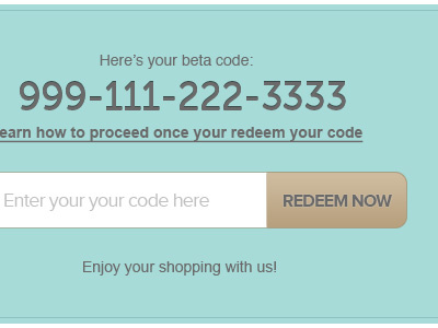 Redeem your code form signup