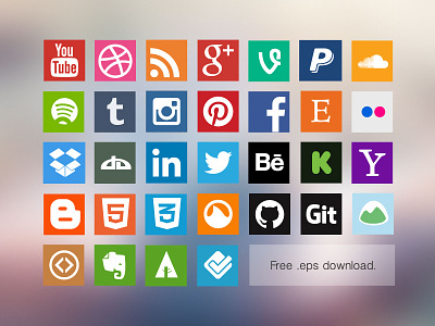 Free Flat Social Media Icon Set eps flat freebie icons vector