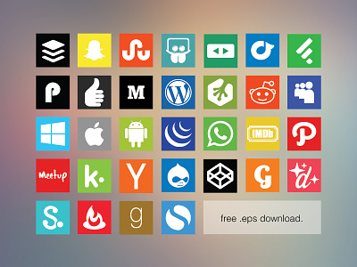 Free Flat Social Media Icon Set 2 eps flat freebie icons social vector