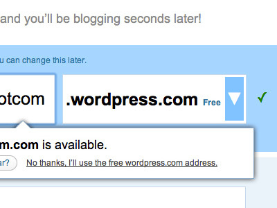 WordPress.com Signup UI blue signup ui white wordpress