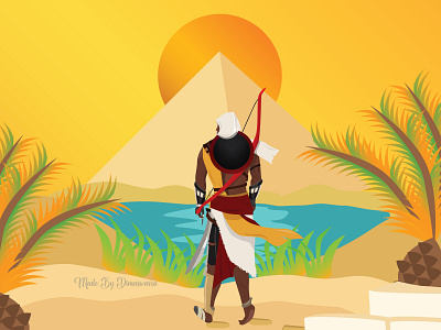 Bayek of Siwa from Assassin Creed Origins flat illustration vector