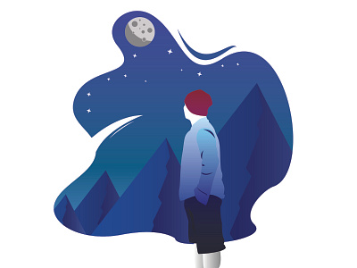 Midnight Reflection design flat illustration ui vector