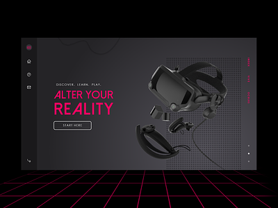 Virtual Reality Landing Page Concept adobe xd crimson dark grey design landing page magenta mockup pink responsive responsive design ui ux virtual reality web design website