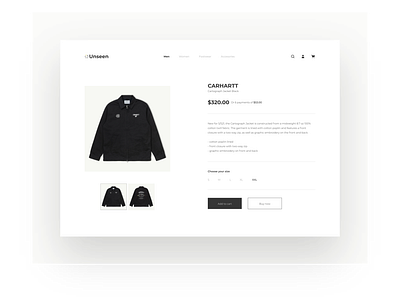 Unseen Product Page ecommerce minimal ui ui design ux