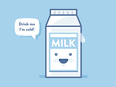 Milk was a bad choice... blue carton cold cartoon cute illustration line milk vector