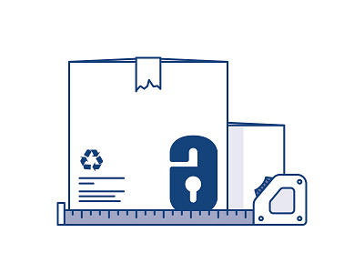 Safestore illustration - Choose your size blue box boxes icon illustration monochrome recycle safestore size tape measure vector white