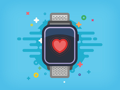  Watch - Milanese apple blue heart heartbeat icon illustration message notification sport strap watch