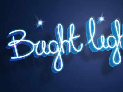 The Bright Lights project 3d lens flare lighting logo neon script shadow typography