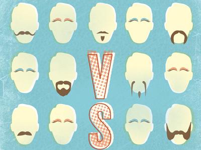 Tashes vs Lashes deming moustache movember poster print texture typography