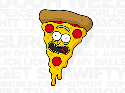 🍕 I'M PIZZA RIIIICK! cartoon food icon illustration pepperoni pin pizza rick rick and morty wubba lubba dub dub