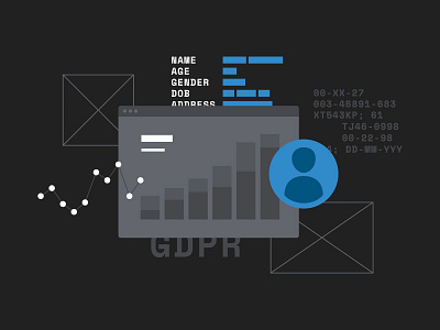 GDPR avatar browser code data flat graph icon illustration stats tech user vector