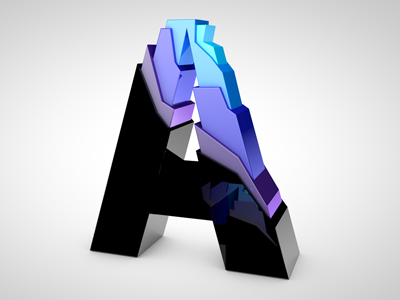 A 3D 3d helvetica letter techno type typography
