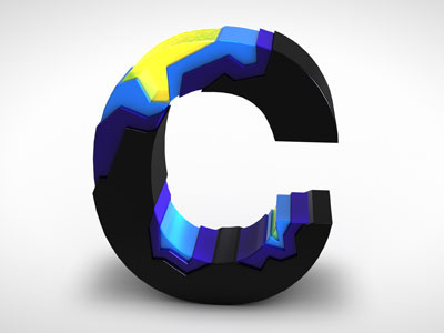 C 3D 3d c helvetica letter type typography