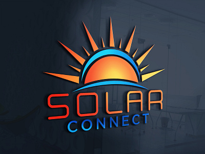 Solar Connect blue branded connect creative eco ecommerce design logo power save energy sun sunrise