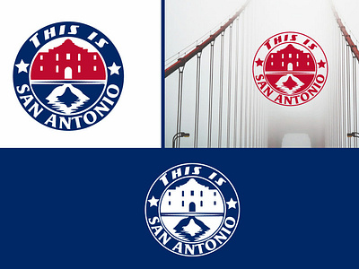 This Is San Antonio blue blue and white branding bridge design flat logo red red and blue san antonio vector white