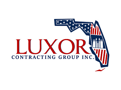 Luxor Contracting Group Inc america best blue blue and white branding contracting creative creativity flat florida florida state group inc inovation logo logo design luxor redisign