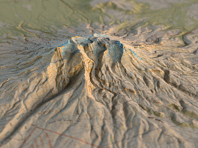 Ruapehu 3D topographic map 3d blender cartography geodataviz new zealand topographic map volcano