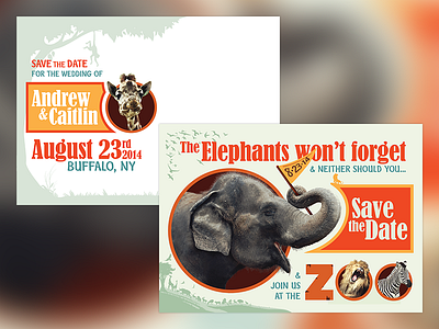 Elephants won't forget animals invite postcard save the date wedding