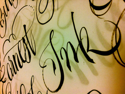 Gouache on the brush brush lettering calligraphy