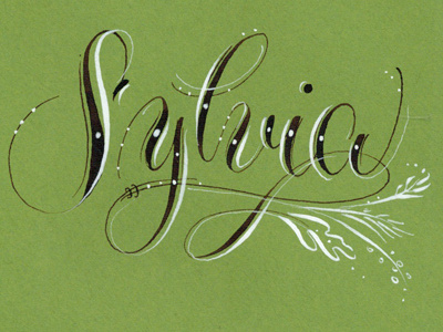 2-C inked Monogram with Flourish (Sylvia) calligraphy flourish ink monogram