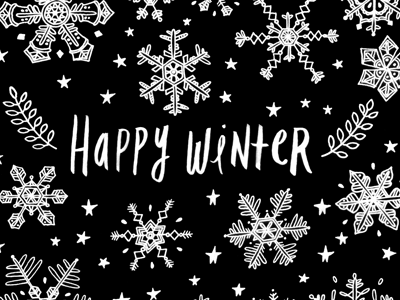 Winter! illustration lettering pen and ink snowflakes