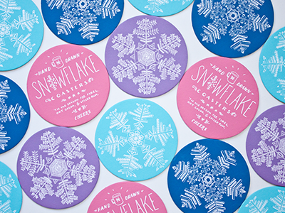 Snowflake Coasters coasters illustration silkscreen snowflakes